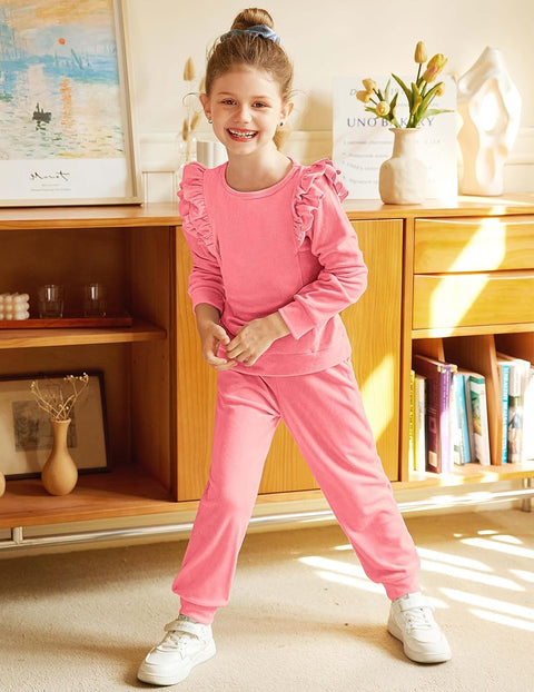 Arshiner 2 Piece Girls Outfits Sets Velour Tracksuit Sweatsuit