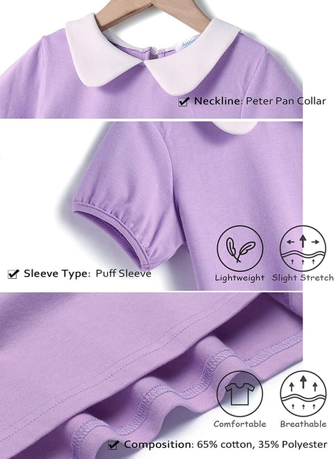 Arshiner Girls Long/Short Sleeve Tops Basic Peter Pan T-Shirts Soft Blouses Tees