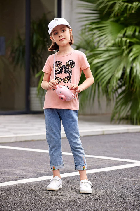 Arshiner Kids 2 Pack Short Sleeve Tees Girls Basic Tees 2pcs Shirt for Tie Dye