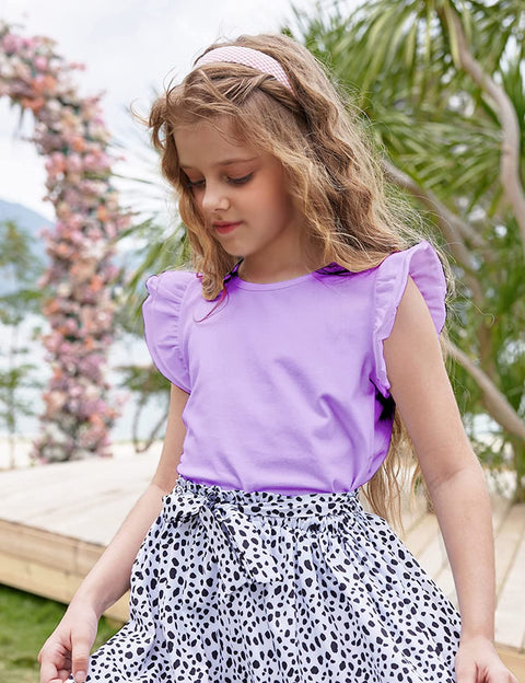 Arshiner Little Girls Plain Flutter T Shirts Ruffle Sleeve Tank Tops