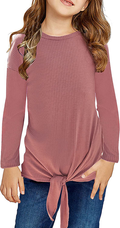 Arshiner Girls Knit Tops Colorblock Shirts Long Sleeve Sweaters