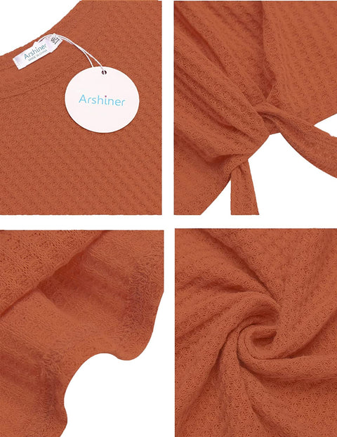 Arshiner Girls Knit Tops Colorblock Shirts Long Sleeve Sweaters
