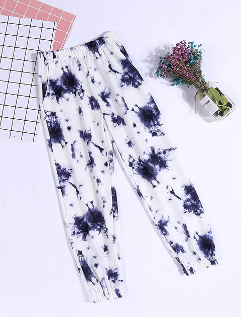 Arshiner Kids Girls Tie Dye Joggers Comfort Loose Sweatpants High Waist Trouser