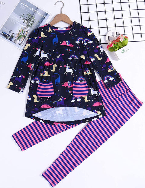 Arshiner Little Girls Unicorn Clothing Sets Long Sleeve Tops Pants