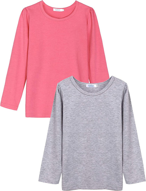 Arshiner Kids 2 Pack Long Sleeve Tees Girls Basic Tees