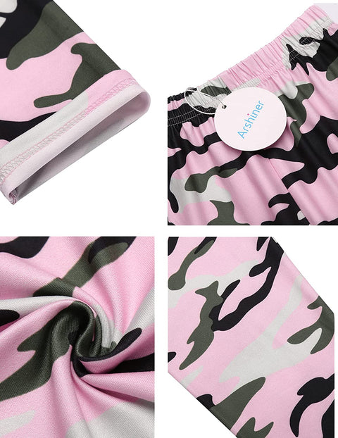Arshiner Girl's Ankle Length Leggings 3-Pack Flower Stretch Pants