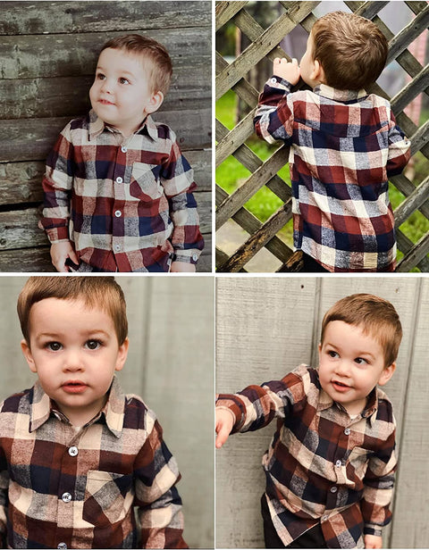 Arshiner Toddler Boys Girls Long Sleeve Plaid Shirt