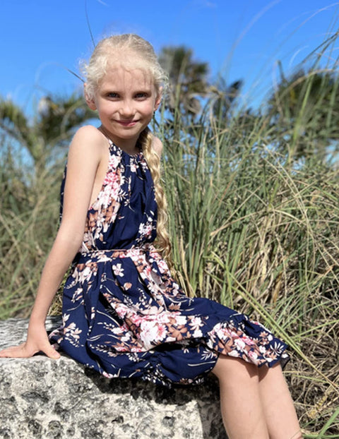 Arshiner Girls Summer Dress Halter Neck A-Line Swing Sundress