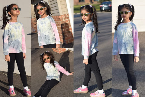 Arshiner Girls Casual Tie Dye Crewneck Long Sleeve Sweaters