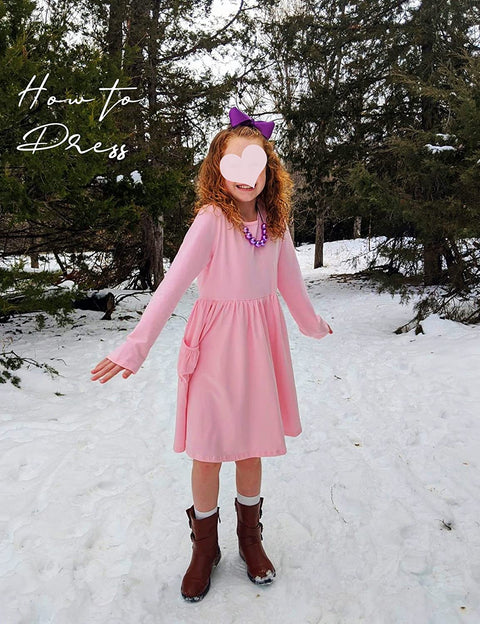 Arshiner Little Girls Dress Long Sleeve Casual Skater Pocket Dress