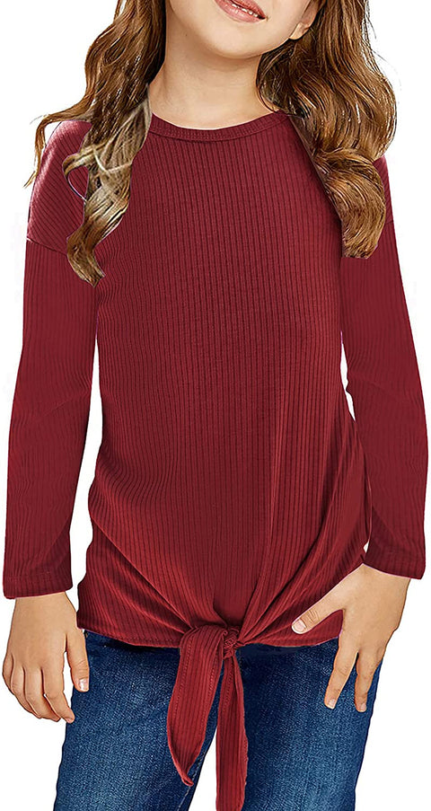Arshiner Girls Knit Tops Colorblock Shirts Long Sleeve Sweaters