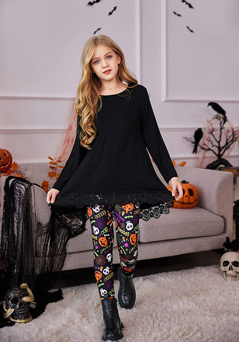 Arshiner Girl's Ankle Length Leggings 3-Pack Flower Stretch Pants