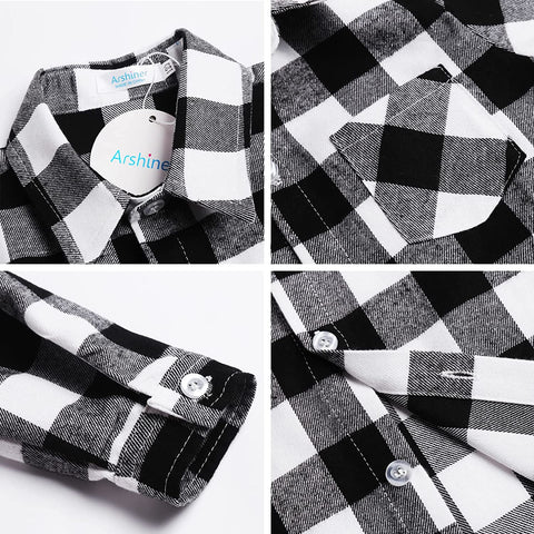 Arshiner Toddler Boys Girls Long Sleeve Plaid Shirt