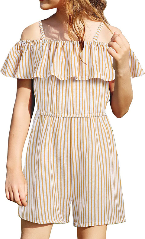 Arshiner Girls Kids Jumpsuit Off Shoulder Ruffle Romper Playsuit Summer Outfits Clothes Set