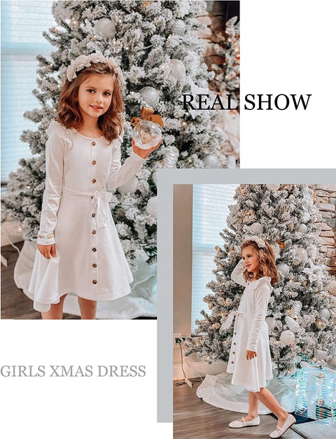 Arshiner Girls Long Sleeve Dress Casual Fall Dress