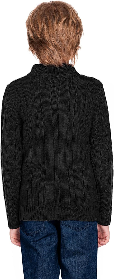 Arshiner Boy's Cable Knitted Sweater Half Zip Lightweight Casual Pullovers for Kids 2-11 Years