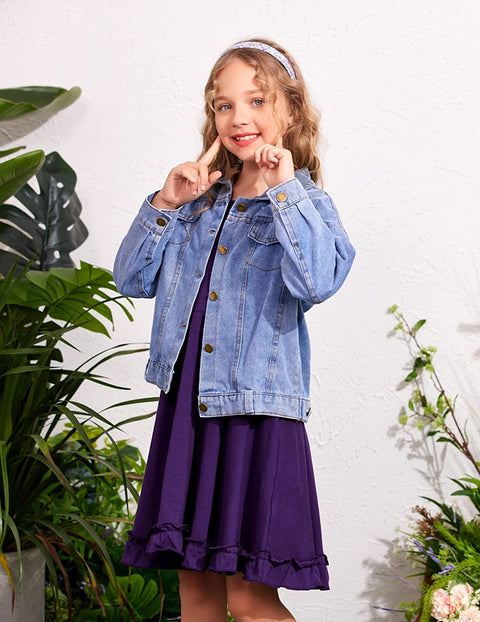 Arshiner Girls Dress Long Sleeve A Line Twirly Skater Dresses