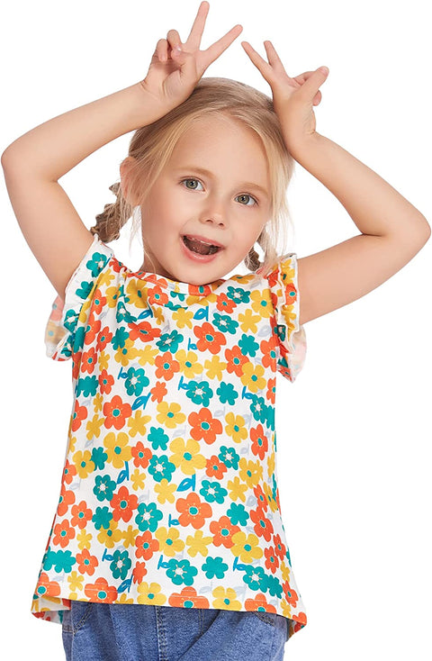 Arshiner Little Girls Plain Flutter T Shirts Ruffle Sleeve Tank Tops
