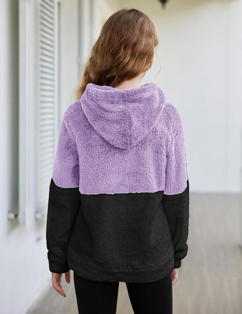 Arshiner Girls Fuzzy Fleece Hoodies Casual Sweatshirt Sherpa Pullover with Kangaroo Pockets 4-15 Years
