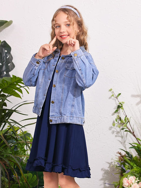 Arshiner Girls Dress Long Sleeve A Line Twirly Skater Dresses