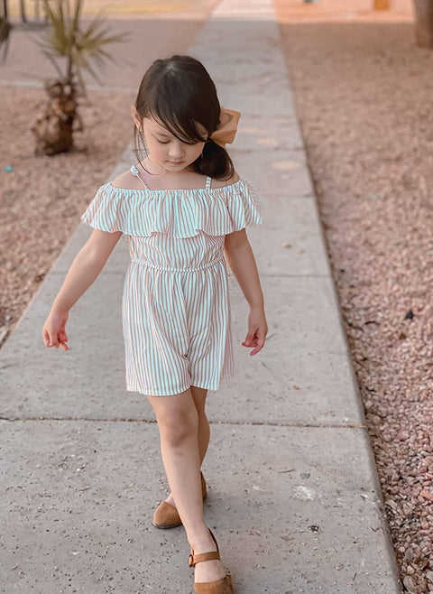 Arshiner Girls Kids Jumpsuit Off Shoulder Ruffle Romper Playsuit Summer Outfits Clothes Set