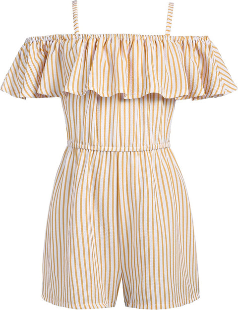 Arshiner Girls Kids Jumpsuit Off Shoulder Ruffle Romper Playsuit Summer Outfits Clothes Set