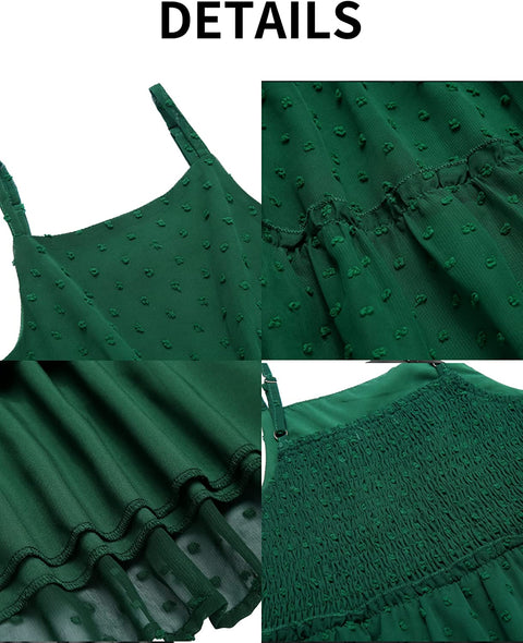 Arshiner Girls Summer Dress Sleeveless Swiss Dot  Ruffle Flowy Sundress