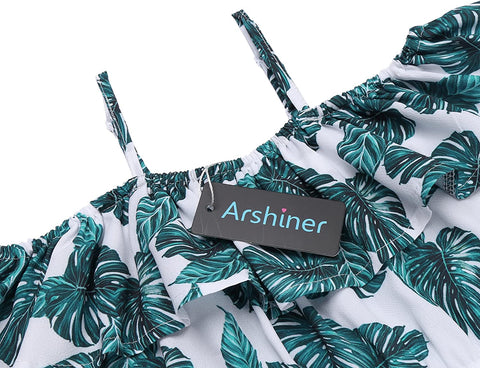 Arshiner Girls Kids Jumpsuit Off Shoulder Ruffle Romper Playsuit Summer Outfits Clothes Set