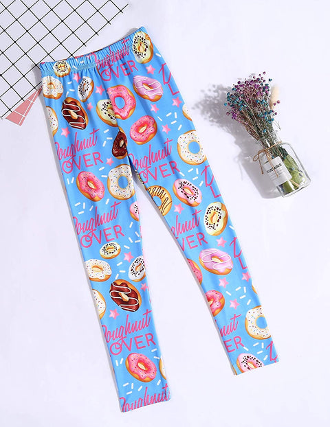 Arshiner Girl's Ankle Length Leggings 3-Pack Flower Stretch Pants