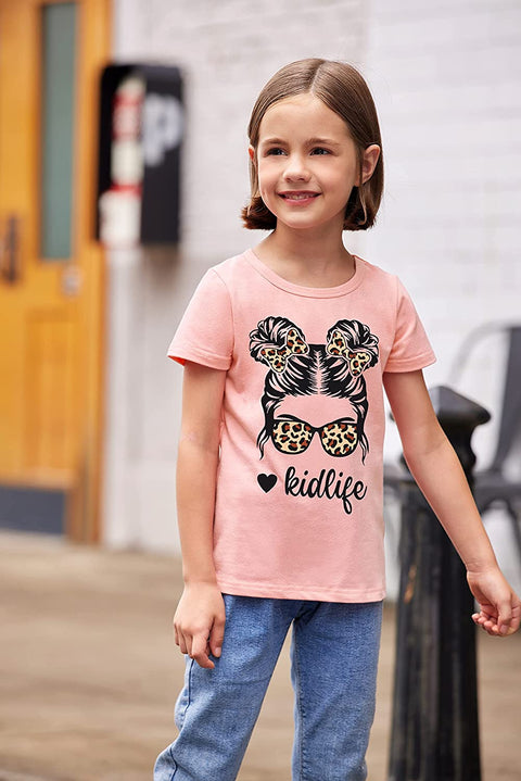 Arshiner Kids 2 Pack Short Sleeve Tees Girls Basic Tees 2pcs Shirt for Tie Dye