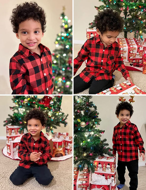 Arshiner Toddler Boys Girls Long Sleeve Plaid Shirt
