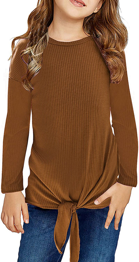Arshiner Girls Knit Tops Colorblock Shirts Long Sleeve Sweaters