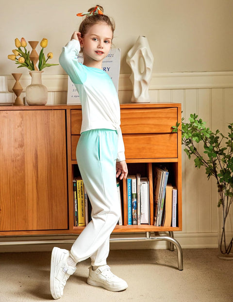 Arshiner Girls 2 Piece Outfits Fashion Twist Front Tracksuit Jogger set