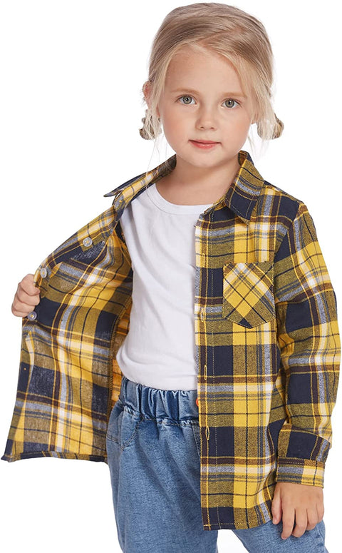 Arshiner Toddler Boys Girls Long Sleeve Plaid Shirt
