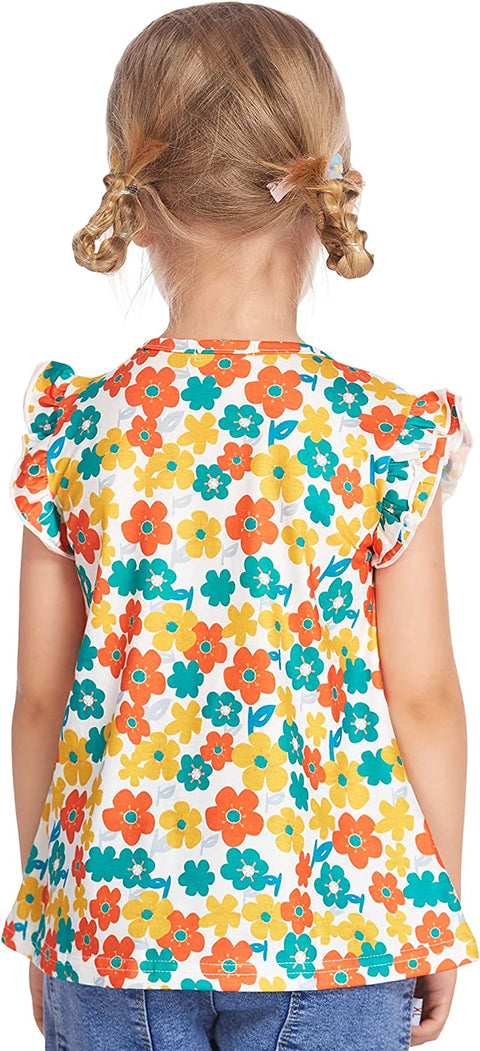 Arshiner Little Girls Plain Flutter T Shirts Ruffle Sleeve Tank Tops