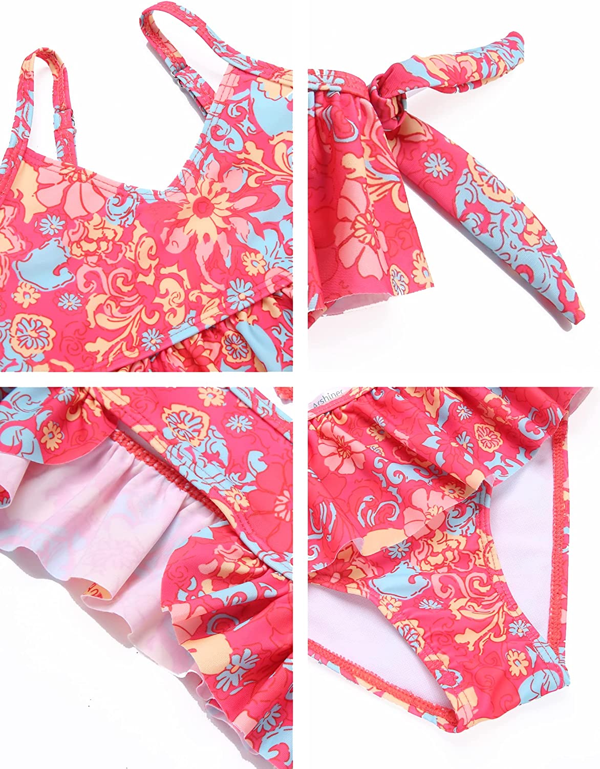 thumbnail image 2 of Arshiner Girls Summer Dress - Ruffle Trim Button Front Sundress With Pockets 2 of 14