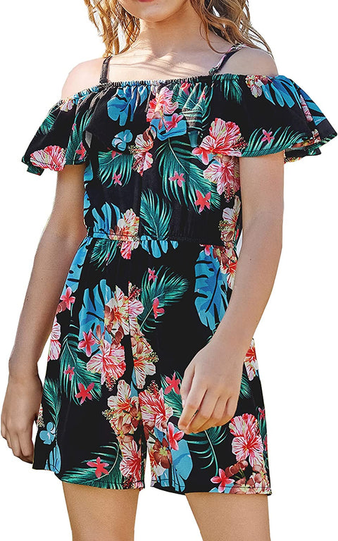 Arshiner Girls Kids Jumpsuit Off Shoulder Ruffle Romper Playsuit Summer Outfits Clothes Set