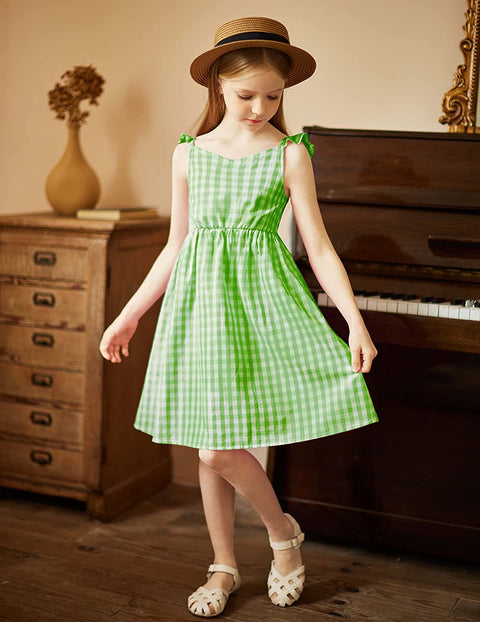 Arshiner Girls Linen Ruffle Backless Dress