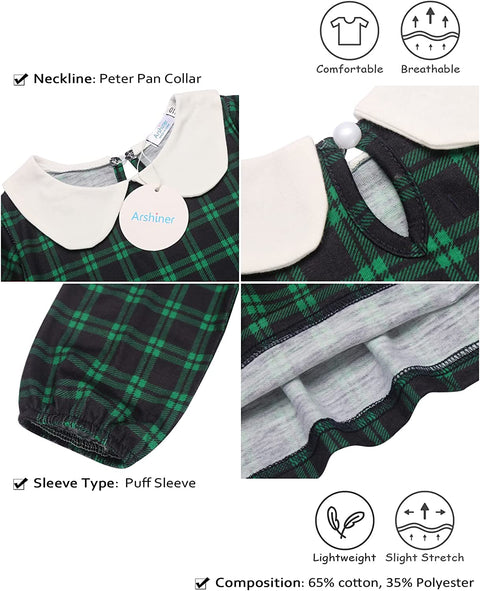 Arshiner Girls Long/Short Sleeve Tops Basic Peter Pan Collar T-Shirts Soft Blouses Tees