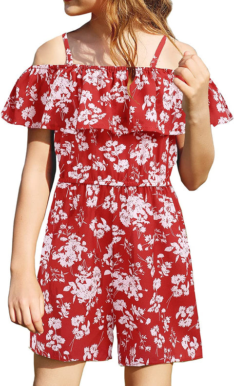 Arshiner Girls Kids Jumpsuit Off Shoulder Ruffle Romper Playsuit Summer Outfits Clothes Set