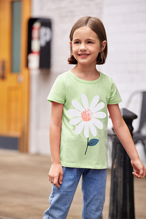 Arshiner Kids 2 Pack Short Sleeve Tees Girls Basic Tees 2pcs Shirt for Tie Dye