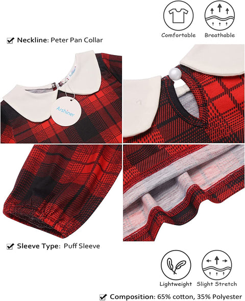 Arshiner Girls Long/Short Sleeve Tops Basic Peter Pan Collar T-Shirts Soft Blouses Tees