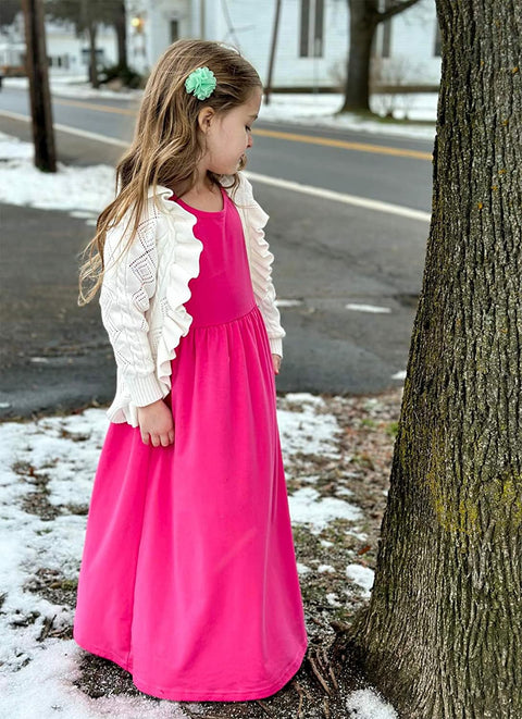 Arshiner Girls Long Sleeve Solid Loose Casual Maxi Dress