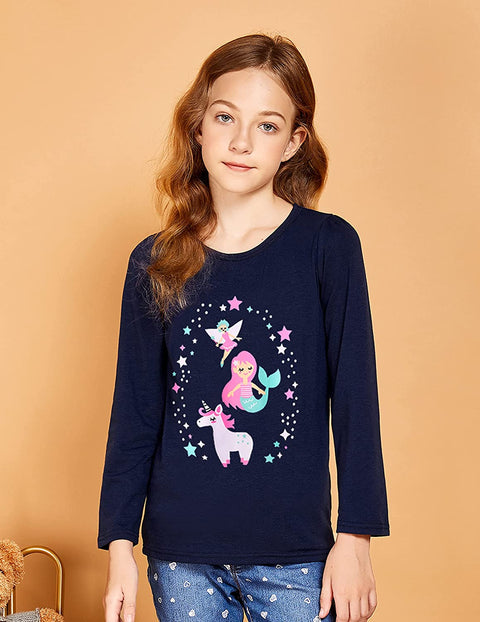 Arshiner Kids 3 Pack Long Sleeve Tees Girls Tees 3pcs Shirts