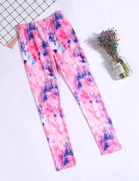 Arshiner Girl's Ankle Length Leggings 3-Pack Flower Stretch Pants