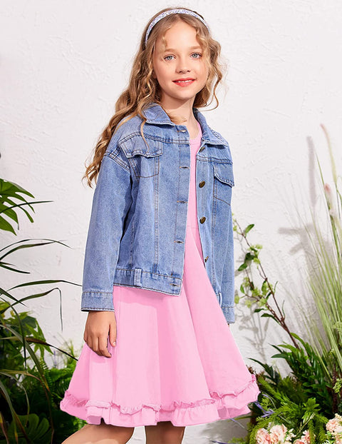 Arshiner Girls Dress Long Sleeve A Line Twirly Skater Dresses