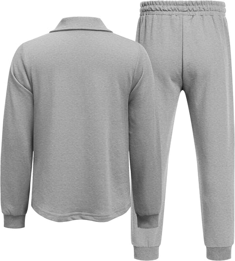 Arshiner Boys' 2-Piece Set, Long-Sleeve Zip Polo Shirt and Pant Tracksuit Set for 5-13 Years Boys