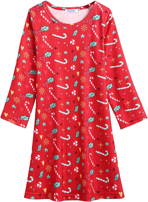 Arshiner Girls Dress Kids Long Sleeve Solid Color Casual T-Shirt Dress