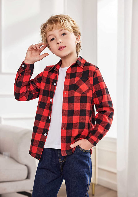 Arshiner Toddler Boys Girls Long Sleeve Plaid Shirt