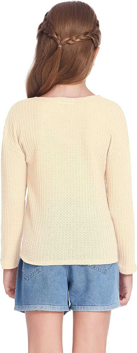 Arshiner Girls Knit Tops Colorblock Shirts Long Sleeve Sweaters